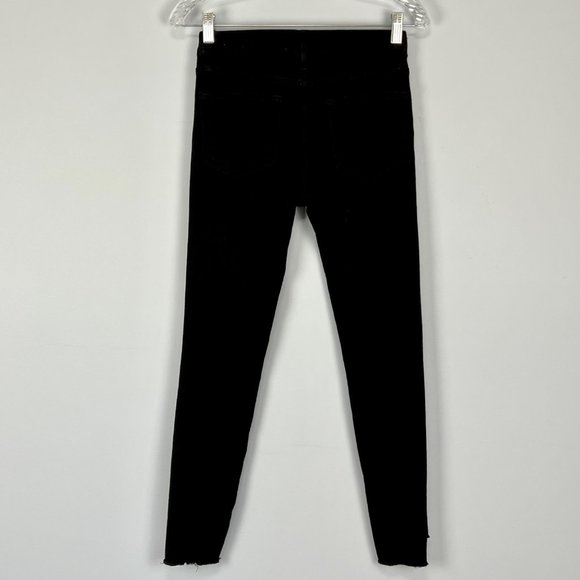 Frame Womens Le Skinny de Jeanne Jeans Raw Stagger Crop Mid Rise Black size 25 - Picture 7 of 16